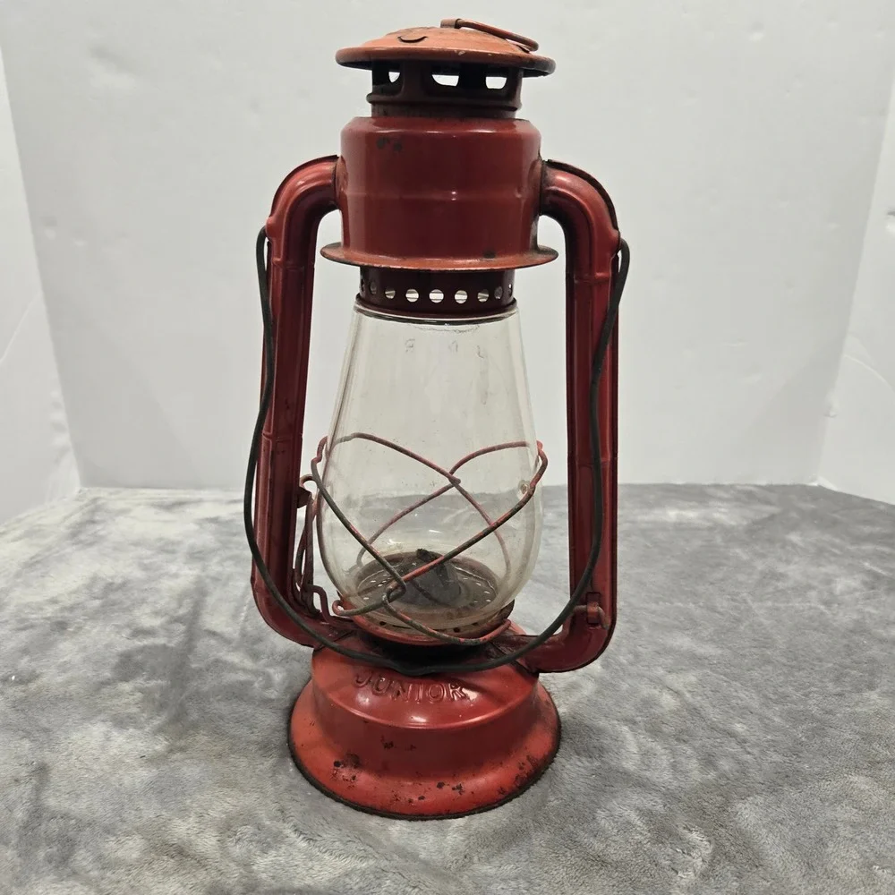 Vintage Dietz Junior Kerosene Lantern Red Metal Rustic Farmhouse Decor 12 Inch